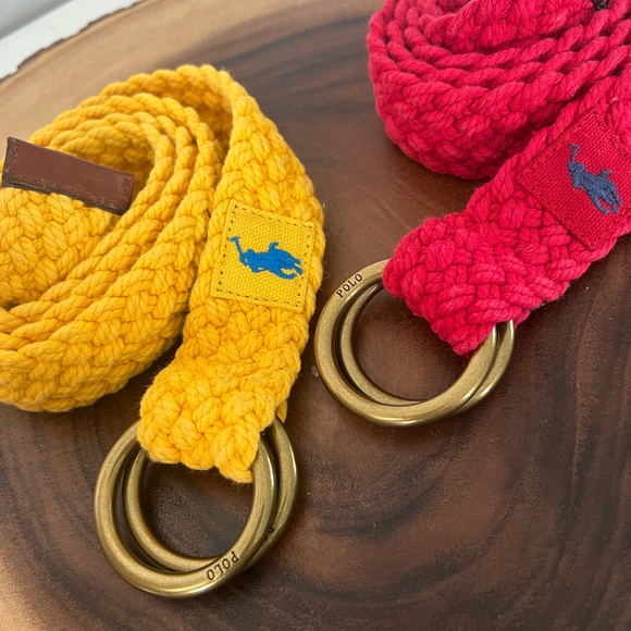 Polo Ralph Lauren Yellow and Red Knit Belts with a leather trim - Picture 1 of 2